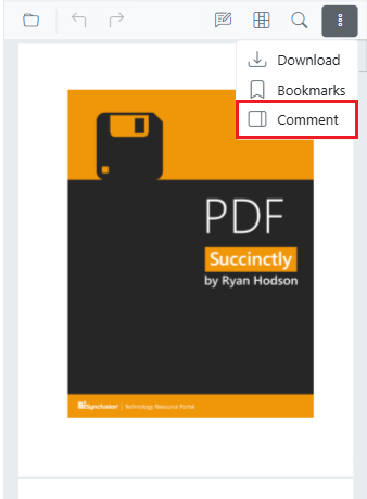 Open the comments panel from More options in Blazor SfPdfViewer