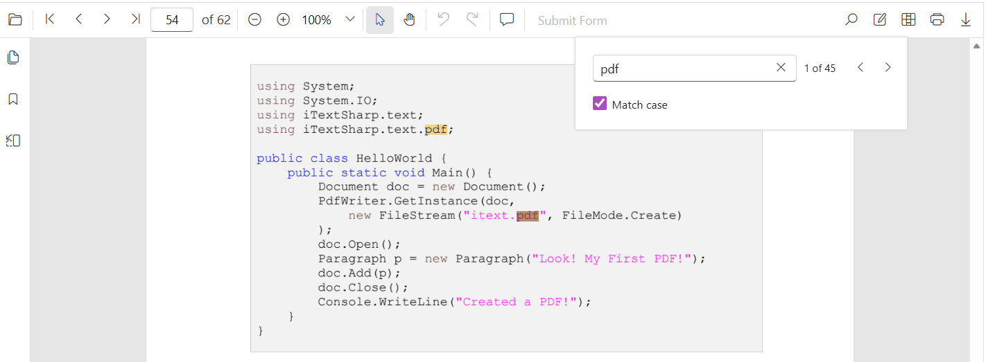 Text Search With Match Case