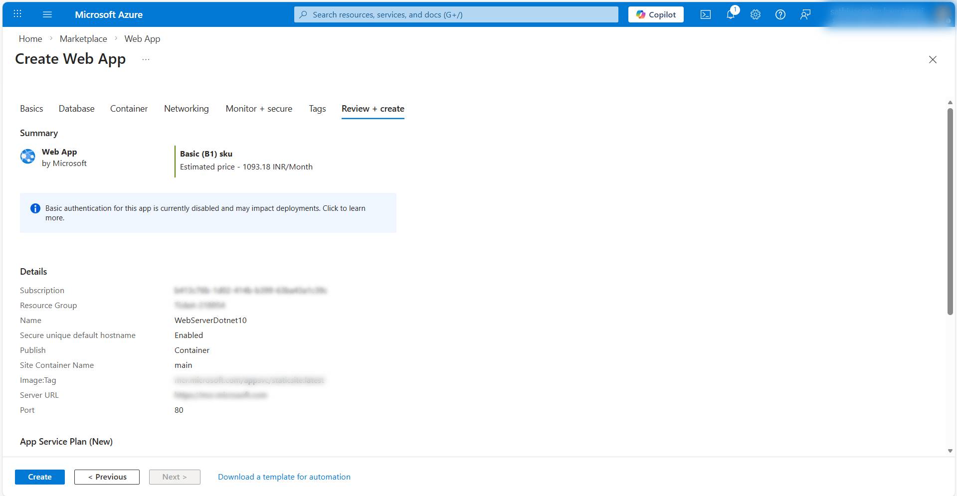 udpate hosting plan and review
