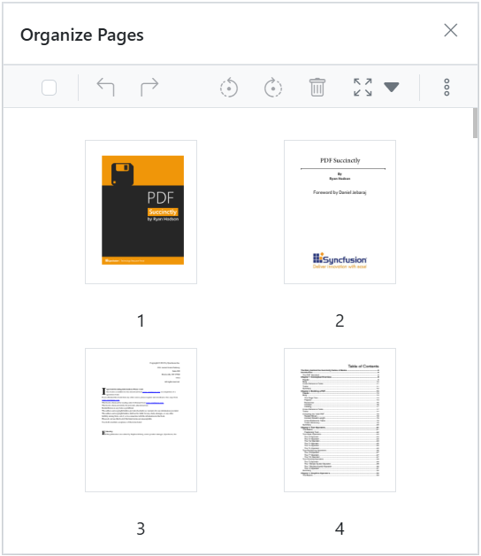 Organize pages mobile view