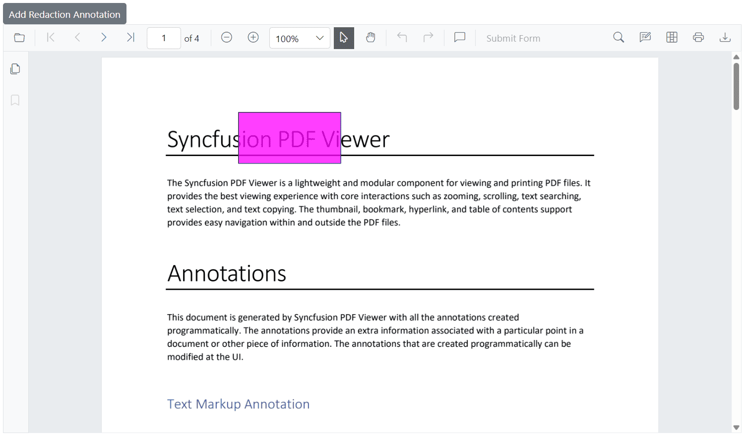 Programmatically adding a redaction annotation