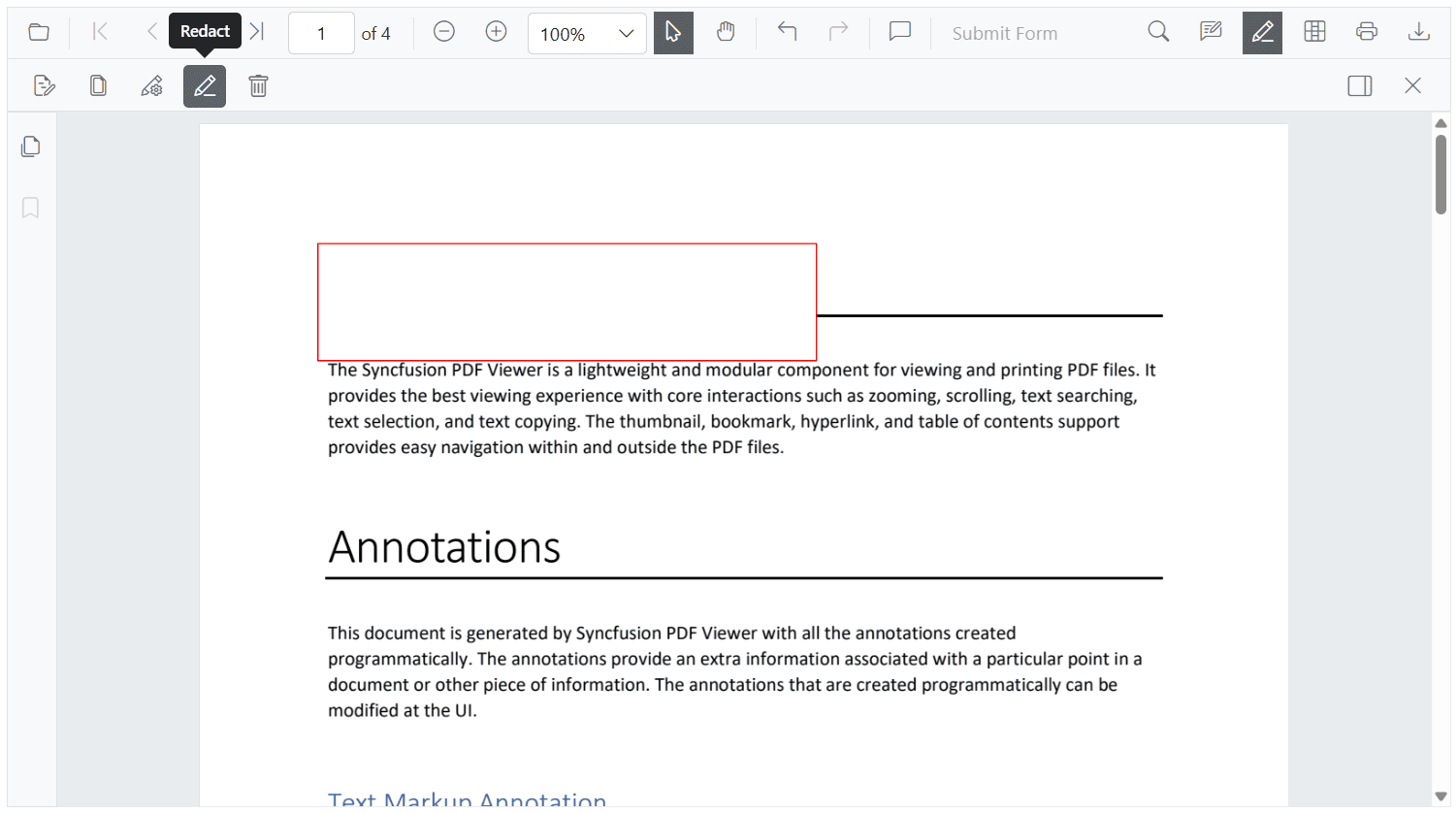 Toolbar showing the Apply Redaction button