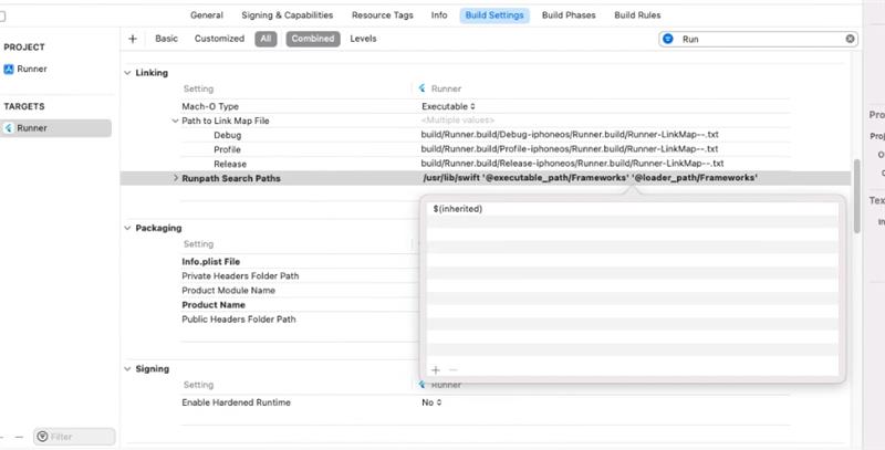 XCode Runpath Search Paths