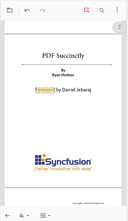 Text markup applied on the page