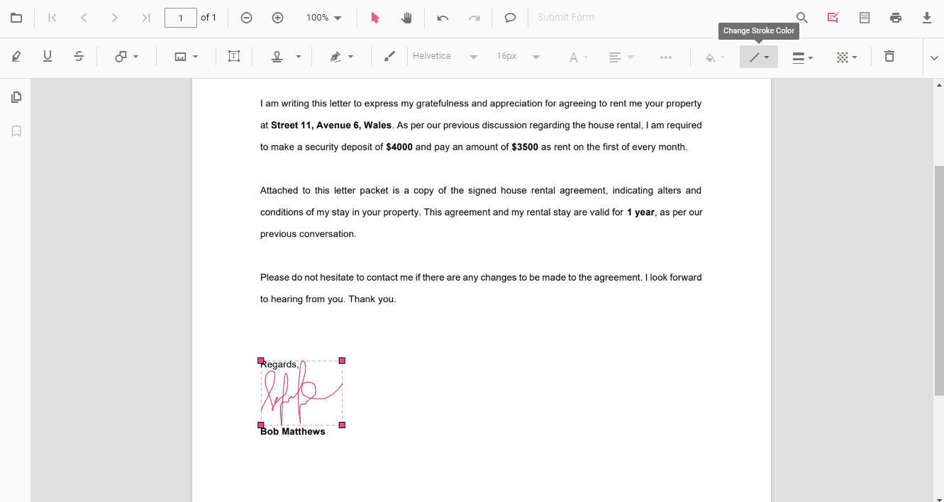 Change signature stroke color