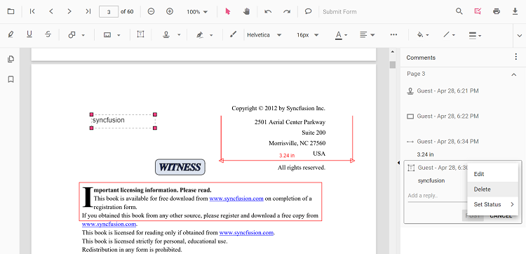 Delete comments or replies