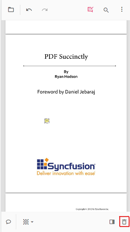 Delete icon in the property toolbar