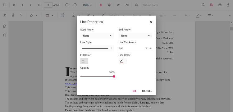Line properties dialog