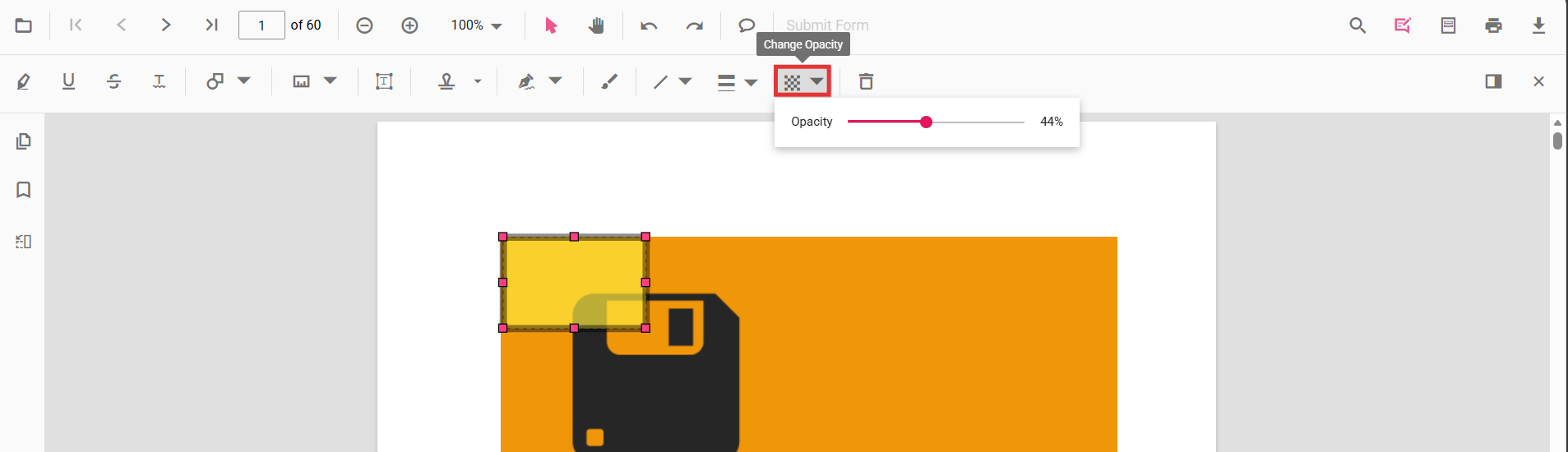Edit opacity for shapes