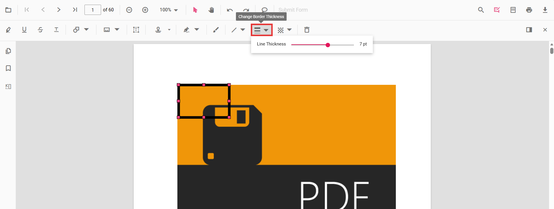 Edit thickness for shapes