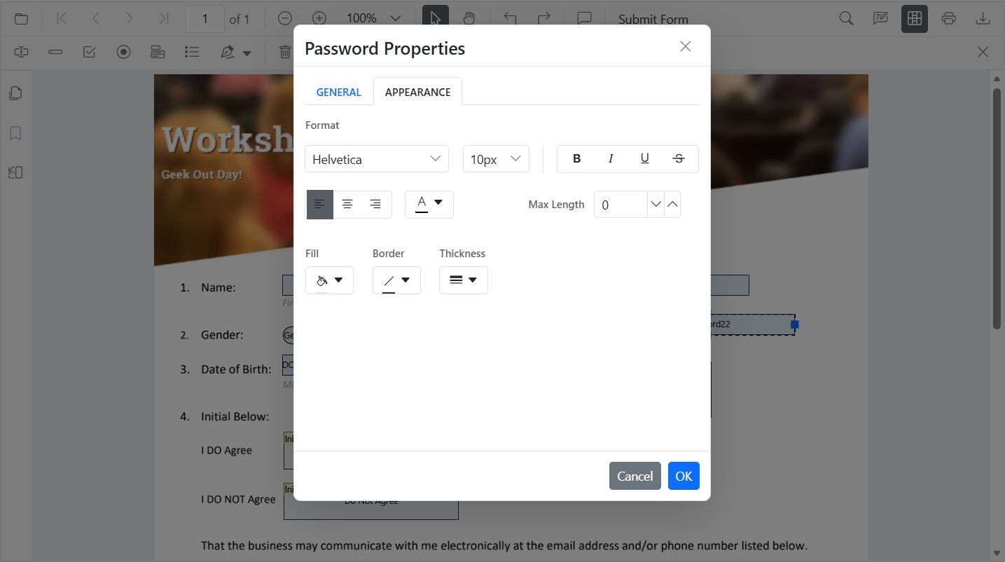 Password style from UI