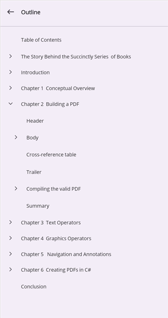 Document outline in .NET MAUI PDF Viewer