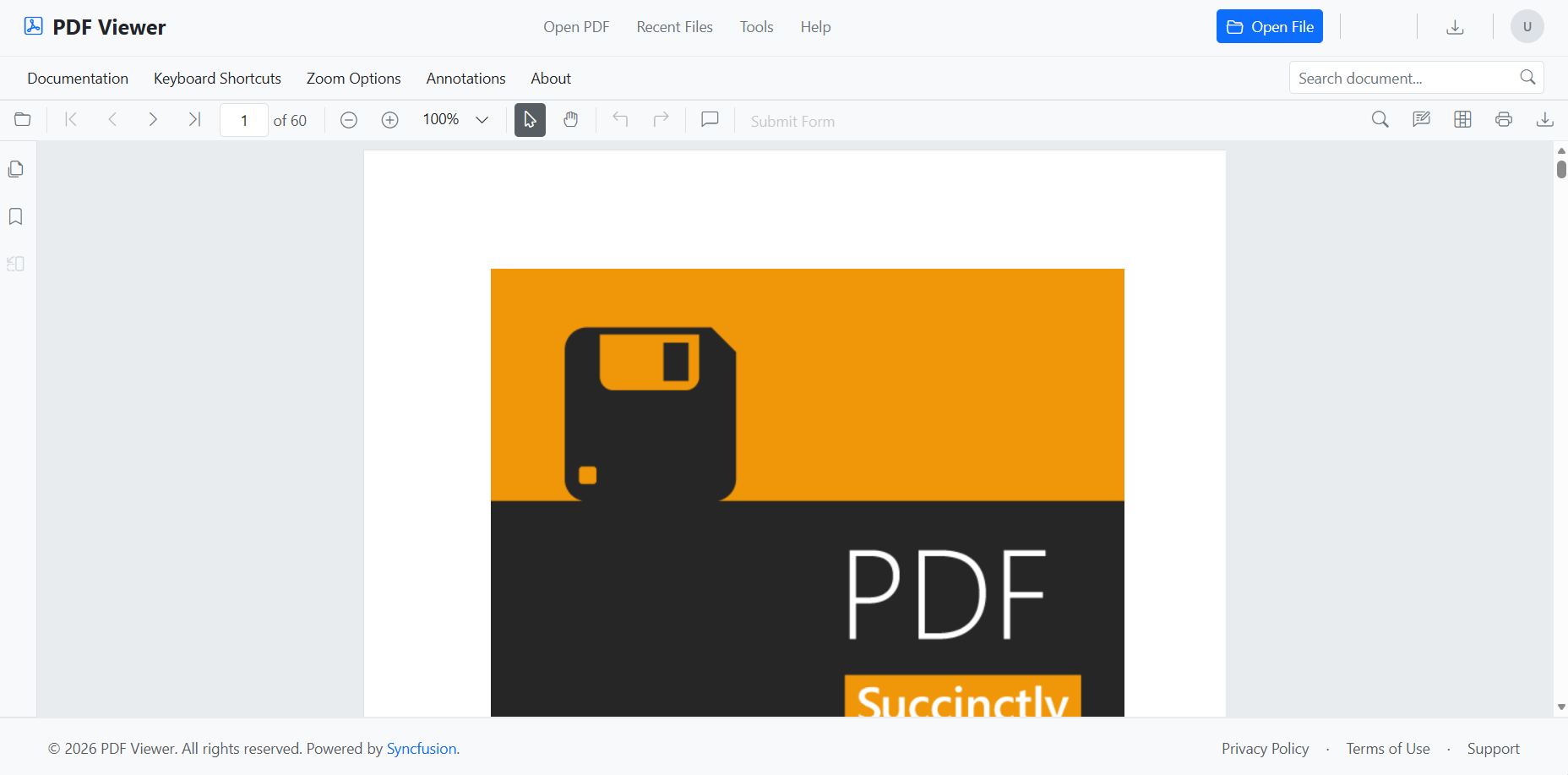 PDF Viewer with navigation bar generated by layout tool