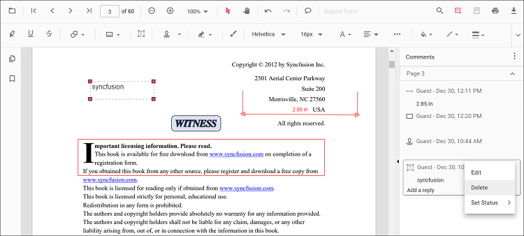 Delete comments or replies