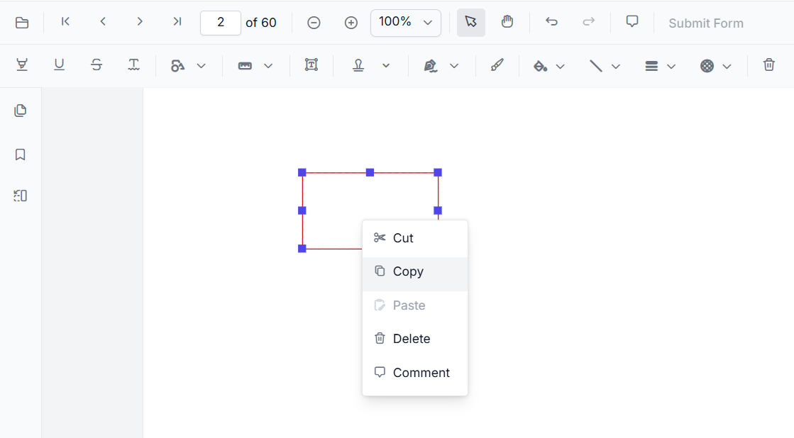 context menu on annotation