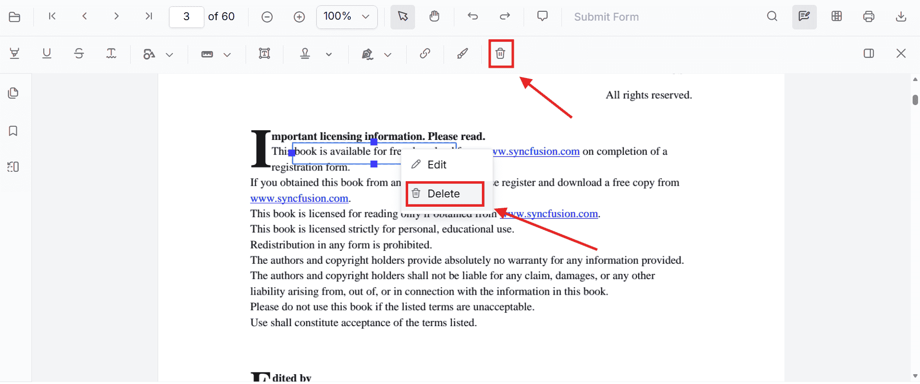 Delete link annotation