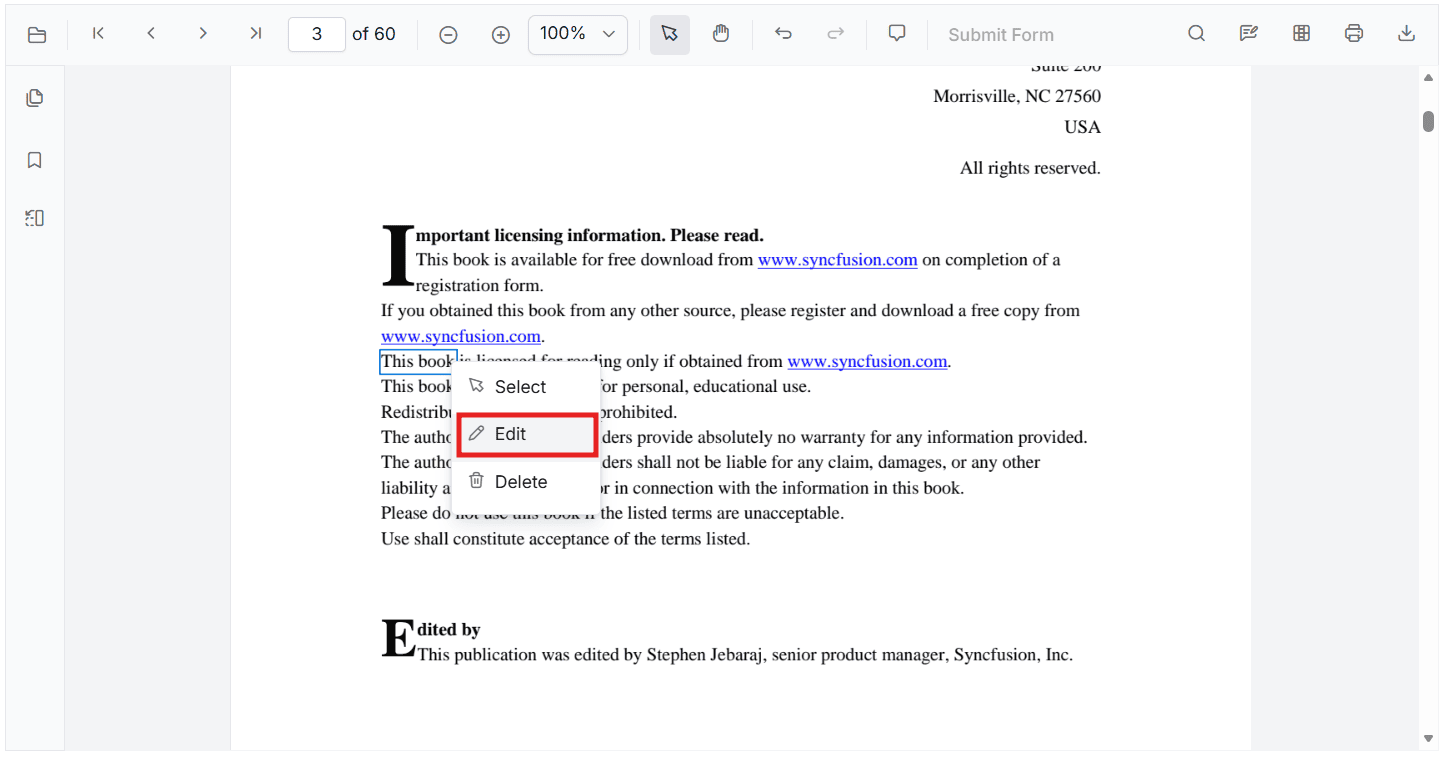 Edit Link Annotation Context Menu