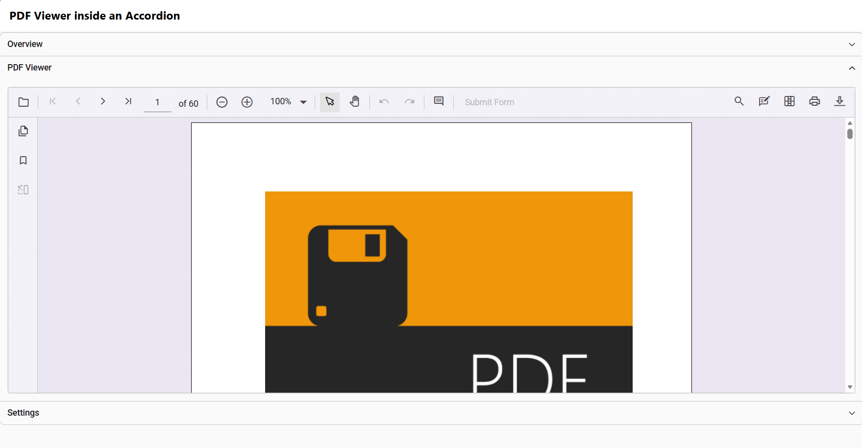 PDF Viewer in accordion
