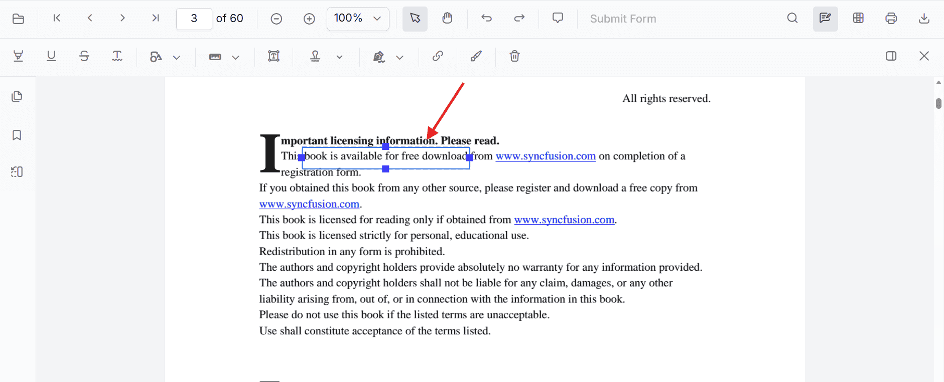 Resize and edit link annotation
