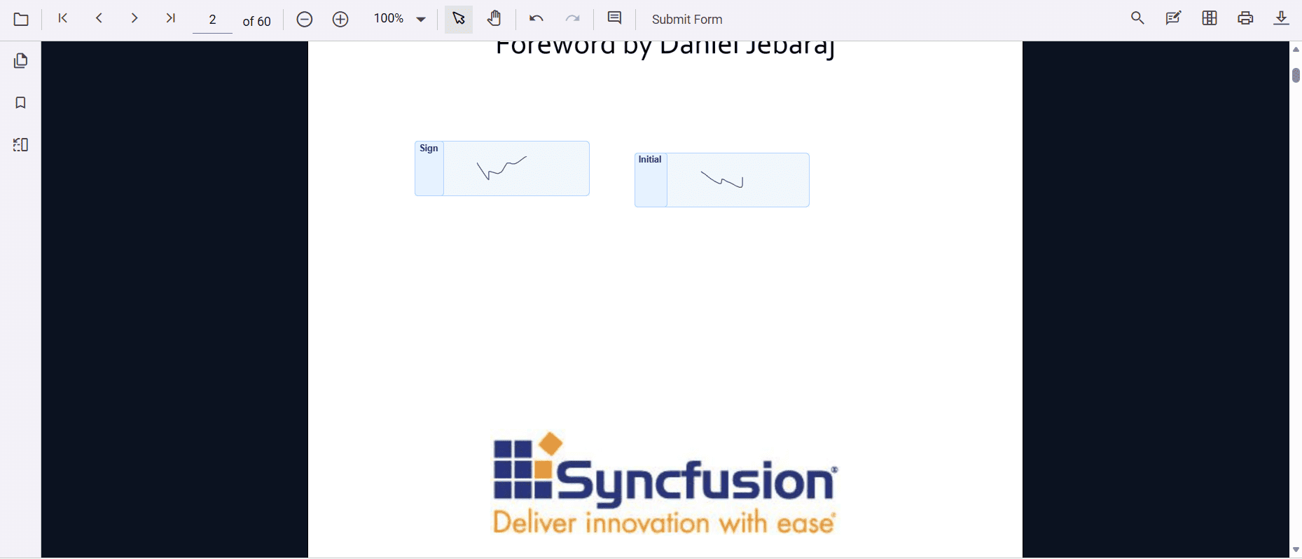 Viewer background and signature fields example