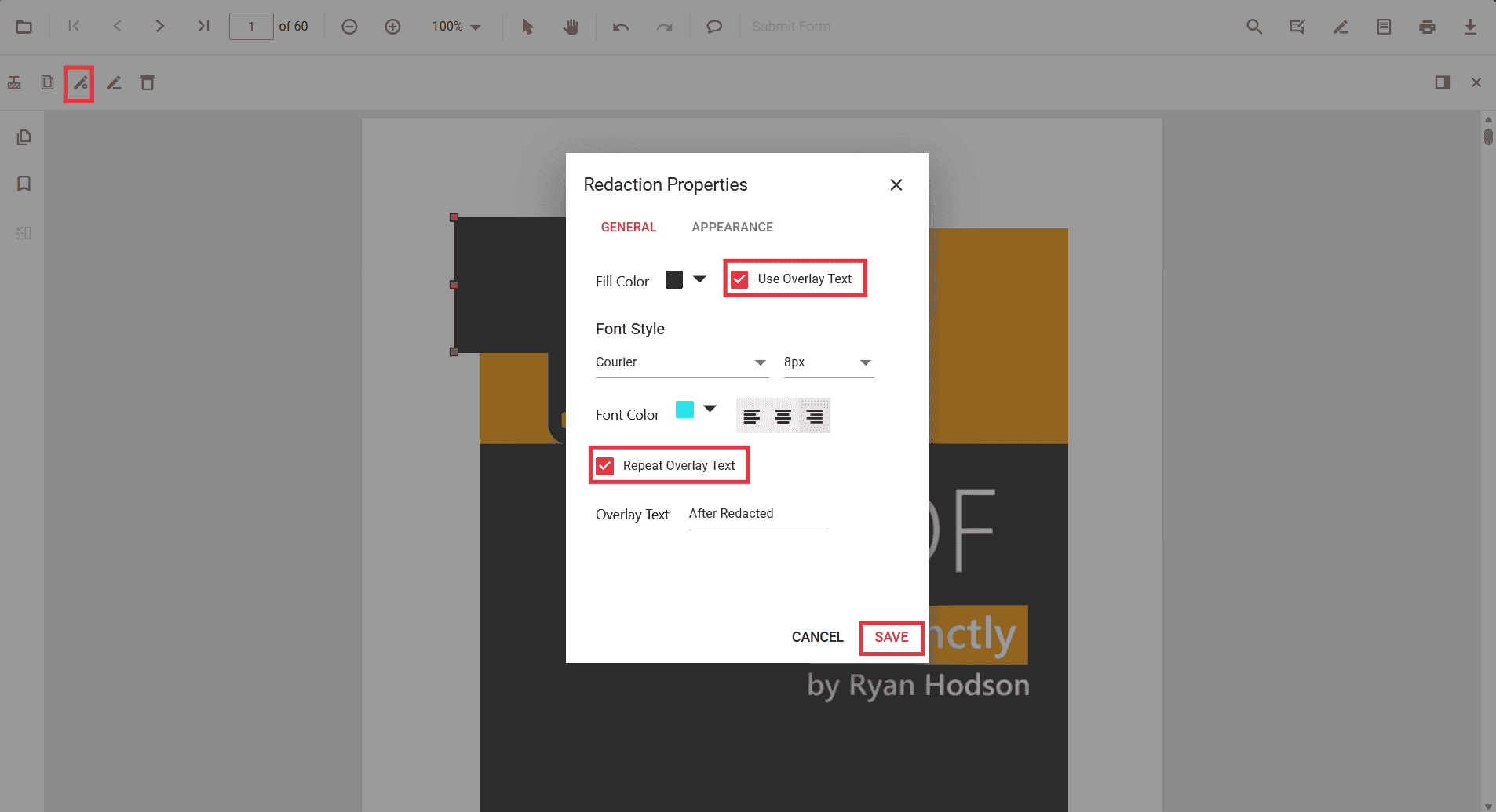 Overlay Text Options