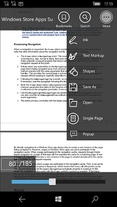 UWP Pdf Viewer in custom toolbar