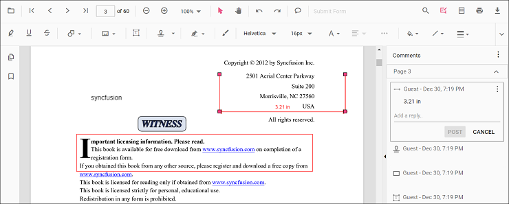 Comment panel overview