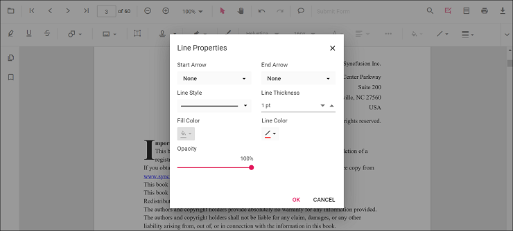 Line properties dialog