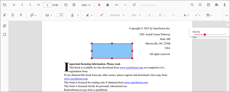 Edit opacity for shape