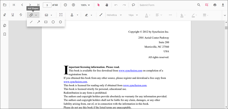 Shape annotation toolbar