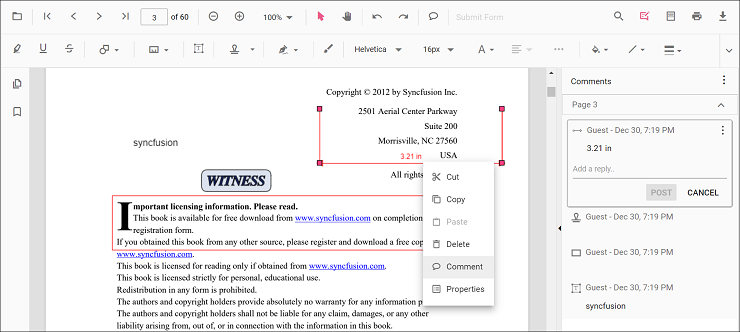 Adding comments to a sticky note annotation