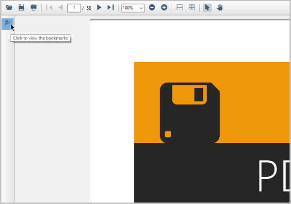 Bookmark Button in WinForms PDF Viewer toolbar