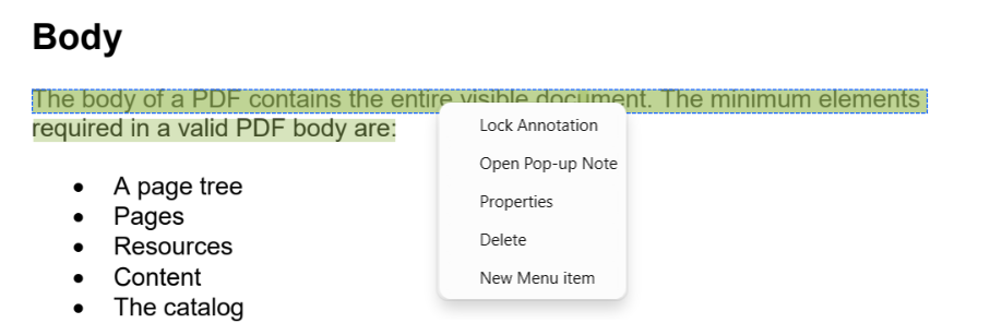 Adding new menu item