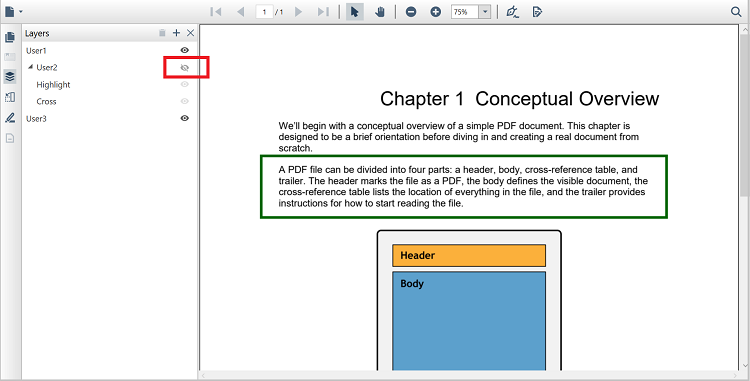 WPF PDF Viewer Toggle the visibility of the group of layer
