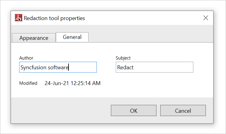 Redaction General Settings