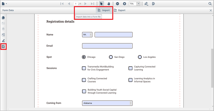 WPF PDF Viewer Import Form Data