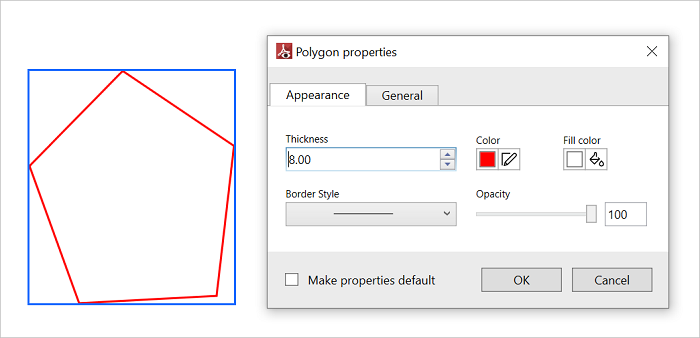 Before applying polygon thickness