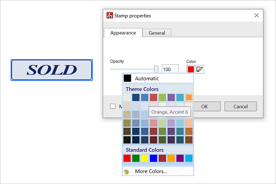 Edit color of stamp annotation