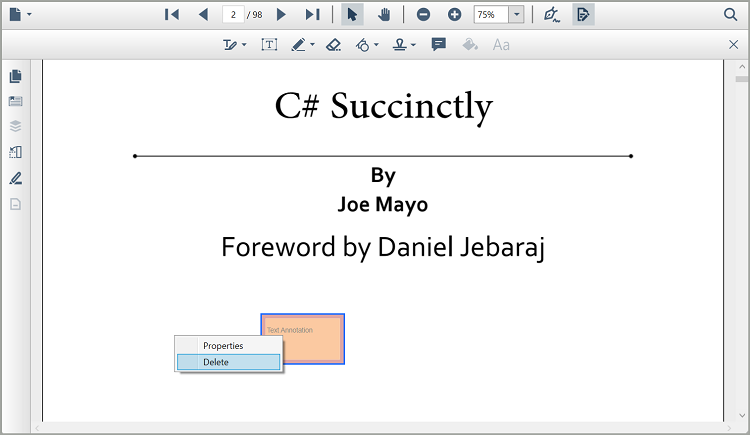 Text Annotation in WPF Pdf Viewer control | Syncfusion®