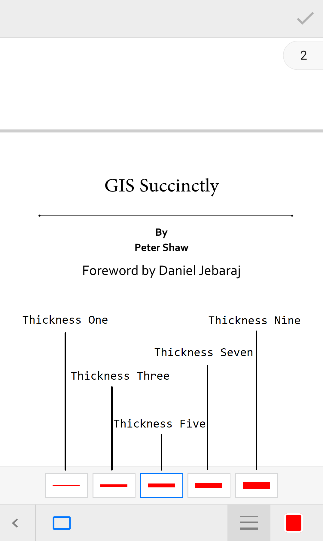 Thickness selection Toolbar