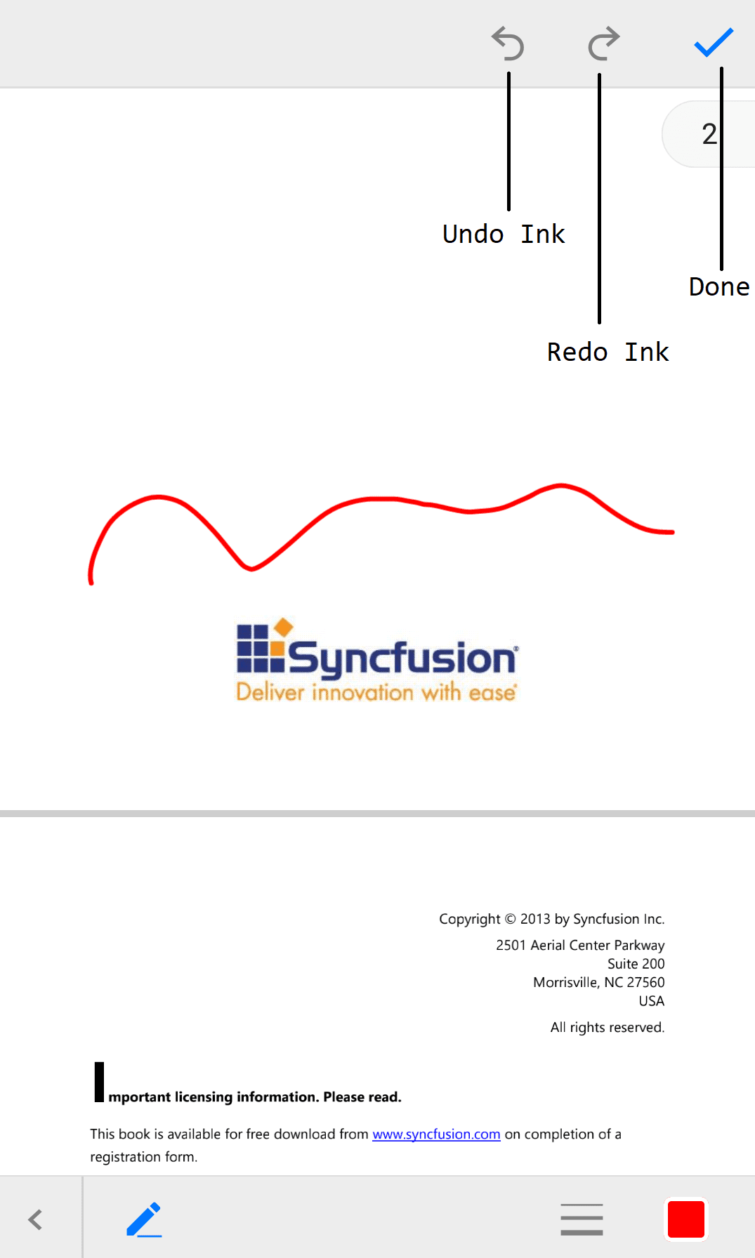 Ink Annotation Undo Redo Toolbar