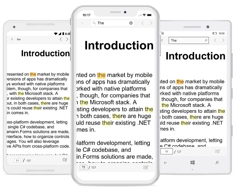 Text search in PDF viewer