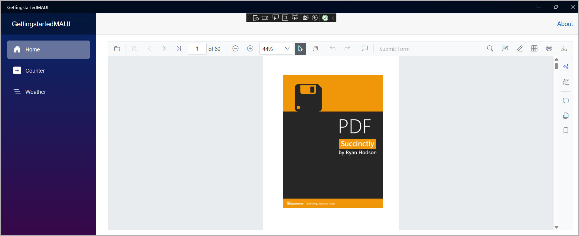 Blazor Smart PDF Viewer rendered on Windows