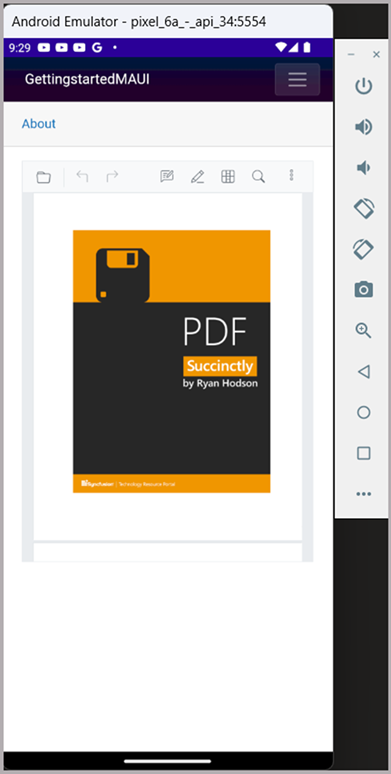 Blazor Smart PDF Viewer rendered on Android emulator