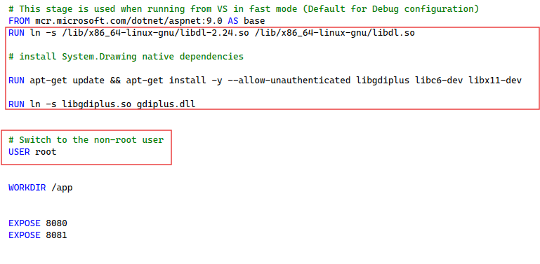 Line to add in Dockerfile