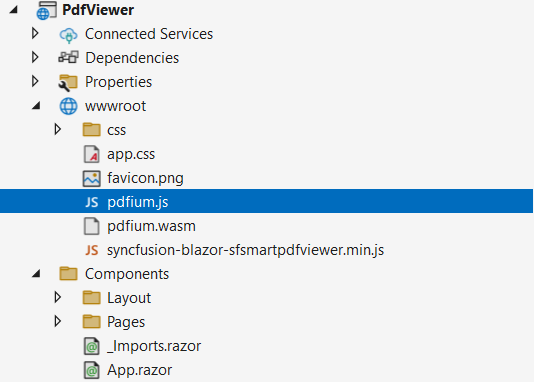 Scripts and Pdfium files in Blazor SfSmartPdfViewer