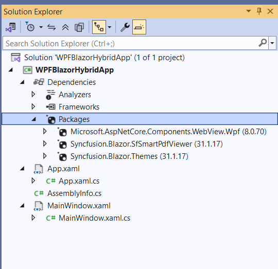 WPF Blazor App Smart PDF Viewer NuGet package reference