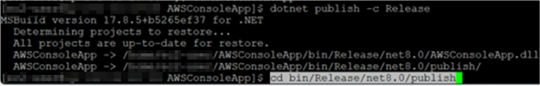 Navigate to the publish directory