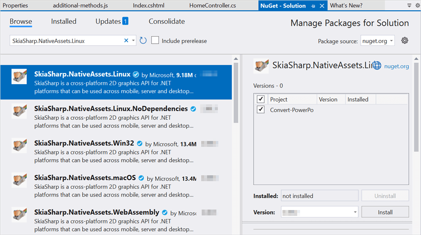 Install SkiaSharp.NativeAssets.Linux Nuget Package