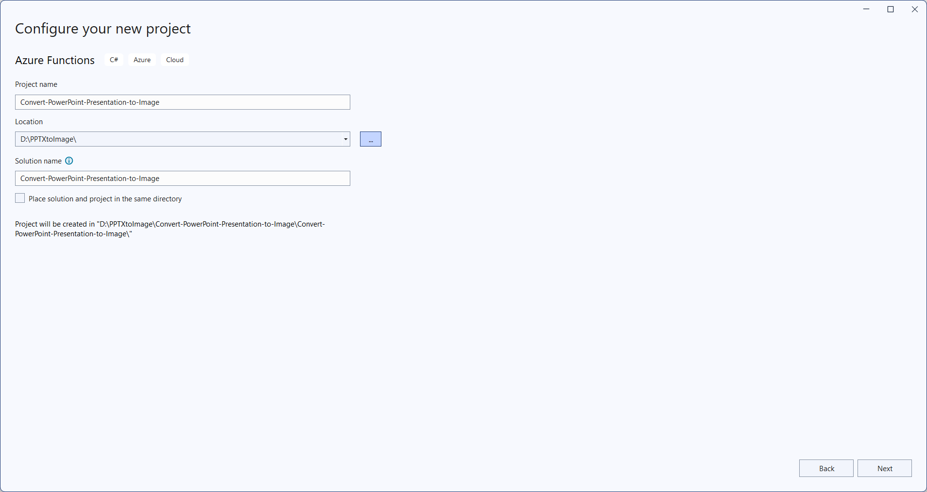 Create a project name
